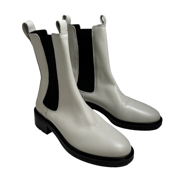 AEYDE Jack Light Gray Chalk Leather Chelsea boots Size 39/8.5 New $545 - Picture 4 of 6
